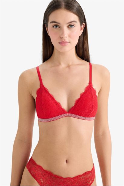 Fall in Love Lace Removable Padded Red Bra