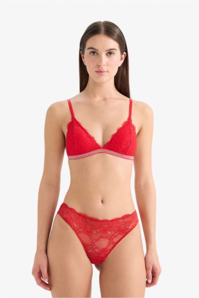Fall in Love Lace Removable Padded Red Bra