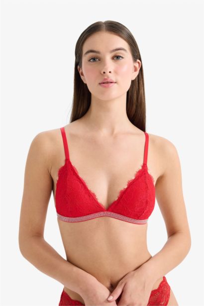 Fall in Love Lace Removable Padded Red Bra