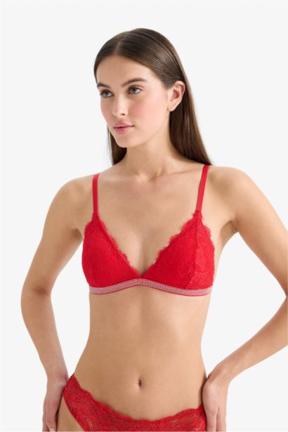 Fall in Love Lace Removable Padded Red Bra