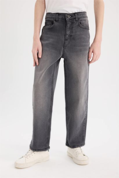 Loose Fit Düz Paça Basic Düz Jean Pantolon Erkek Çocuk