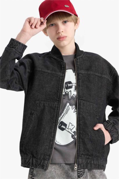 Boy College Collar Bomber Denim Jacket
