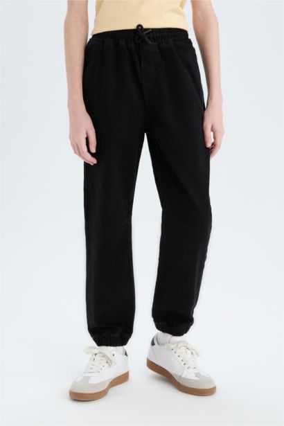 Jogger Fit Esnek Bantlı Paça Jean Pantolon Erkek Çocuk