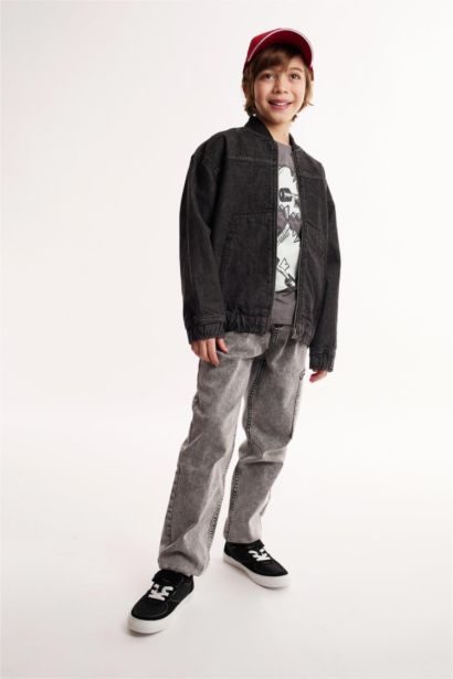 Jogger Fit Esnek Bantlı Paça Jean Pantolon Erkek Çocuk