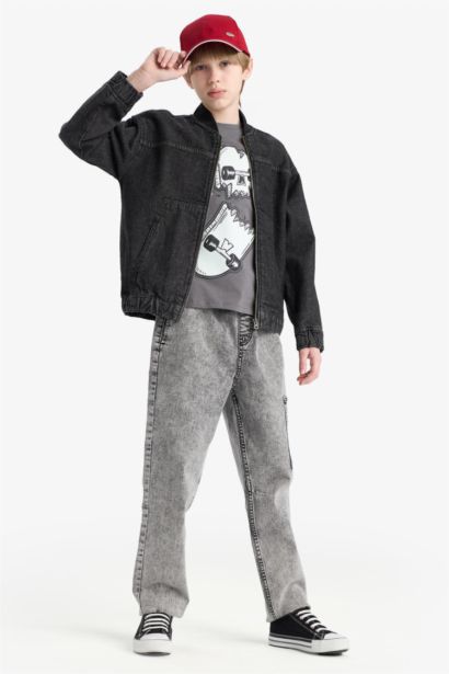 Jogger Fit Esnek Bantlı Paça Jean Pantolon Erkek Çocuk