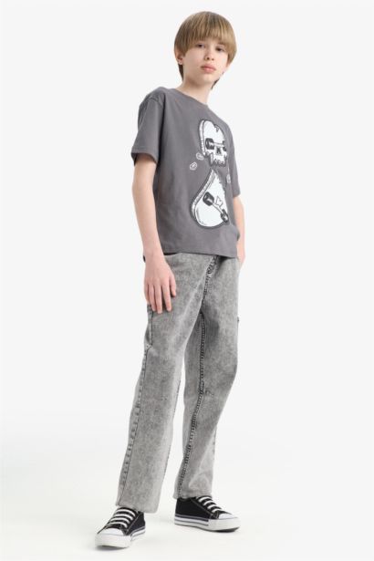 Jogger Fit Esnek Bantlı Paça Jean Pantolon Erkek Çocuk