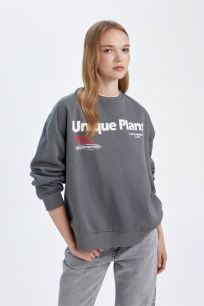 Loose Fıt Kalın Kumaş Sweatshirt