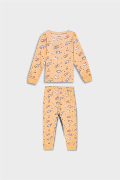 طقم بيجاما بيبي بناتي قصة عادية كم طويل - قطعتين