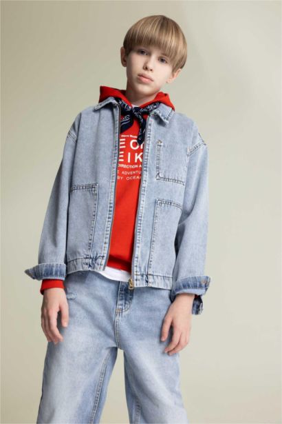 Boy Polo Neck Denim Jacket