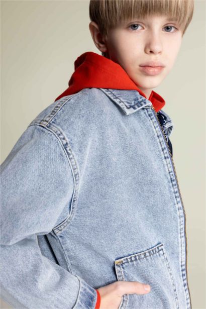 Boy Polo Neck Denim Jacket