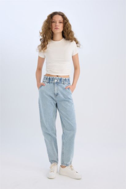 Jean taille haute style paperbag