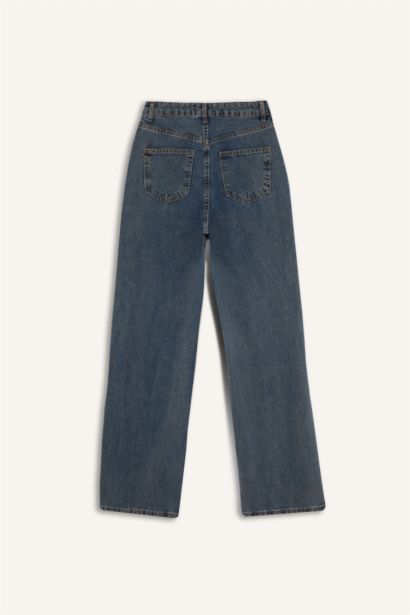 90's Wide Leg High Waist Long Washed Jeans