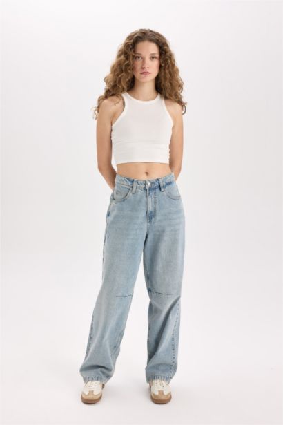 Baggy Fit High Waist Long Jeans