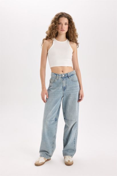 Baggy Fit High Waist Long Jeans