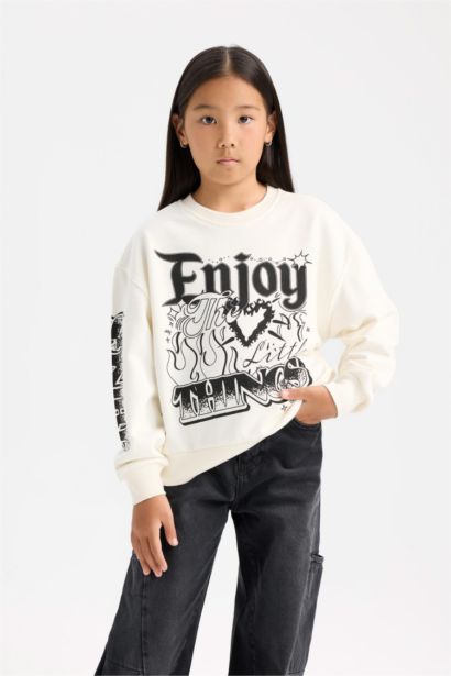 Girl Oversize Mold Crew Neck Sweatshirt