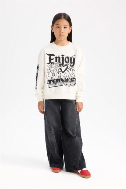 Girl Oversize Mold Crew Neck Sweatshirt
