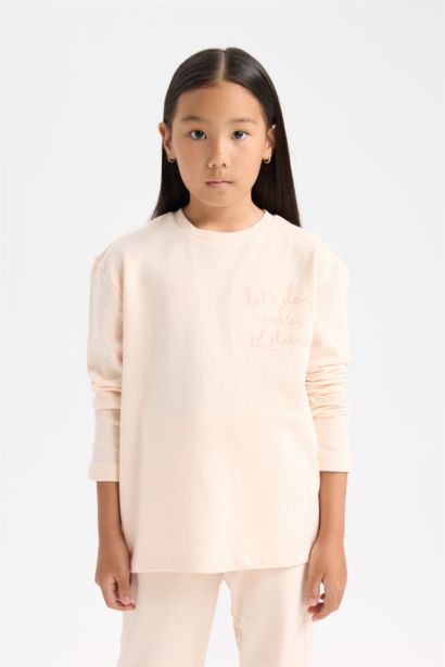 Girl Long Sleeve Top Bottom 2 Piece Pajama Set