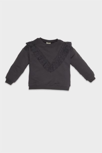 سويت شيرت قصة عادية برقبة مستديرة للبيبي بنت