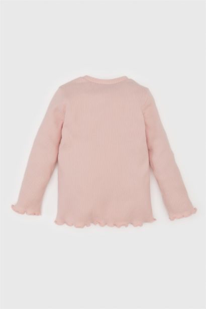 تيشيرت كم طويل مضلع Romantic قصة عادية برقبة مستديرة