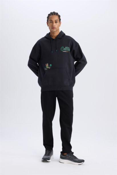 NBA Boston Celtics Oversize Geniş Kalıp Kapüşonlu Sırt Baskılı Kalın Sweatshirt