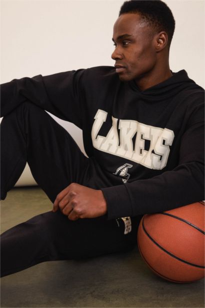 NBA Los Angeles Lakers Oversıze Kapüşonlu Skuba Dalgıç Kumaş Sweatshirt