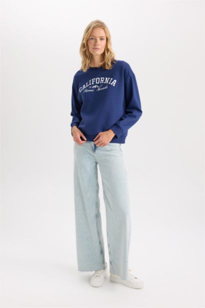 Sweat-shirt Back to School décontracté imprimé à Col rond