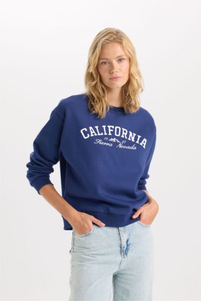 Sweat-shirt Back to School décontracté imprimé à Col rond