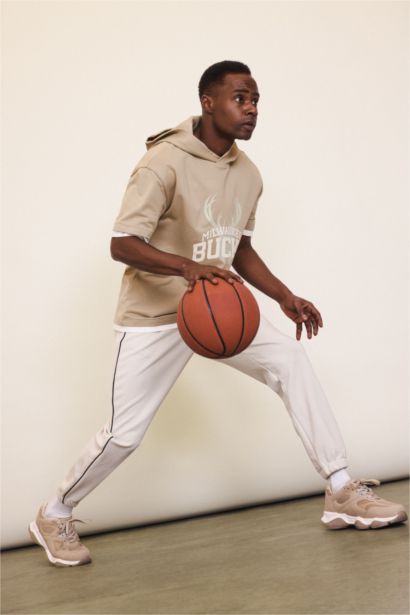 DeFactoFit NBA Milwaukee Bucks Standard Fit Scuba Fabric Sports Joggers