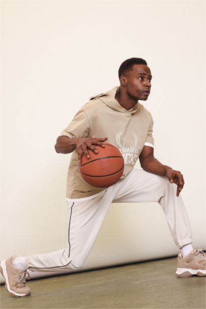 DeFactoFit NBA Milwaukee Bucks Standard Fit Scuba Fabric Sports Joggers
