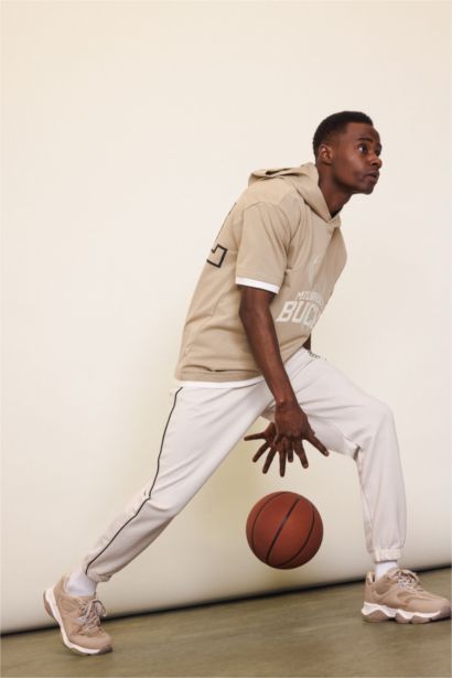 DeFactoFit NBA Milwaukee Bucks Standard Fit Scuba Fabric Sports Joggers