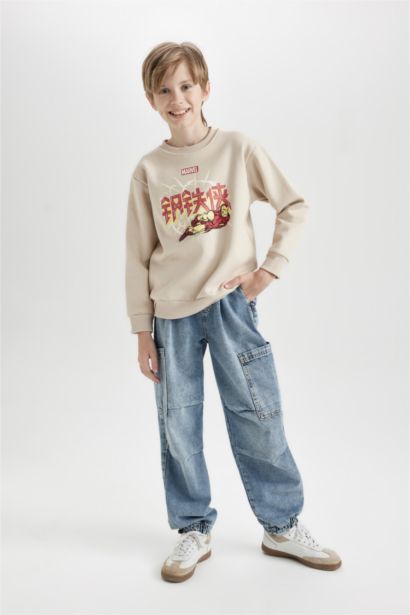 سويت شيرت ثقيل قصة عادية بياخة مستديرة من مارفل