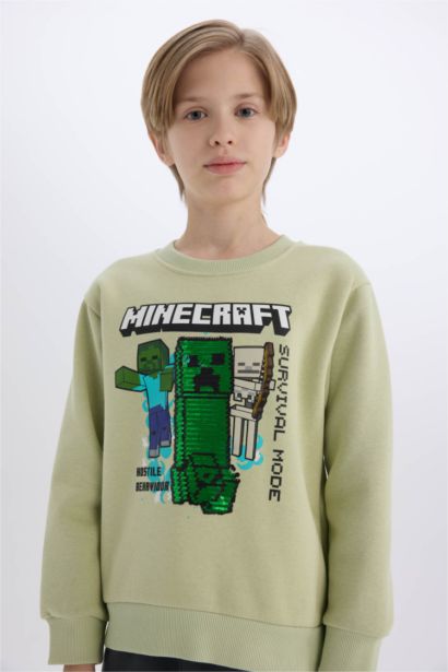 Minecraft Bisiklet Yaka Sweatshirt Erkek Çocuk