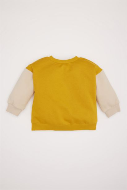 سويت شيرت قصة عادية بياقة مستديرة ببطانة ناعمة