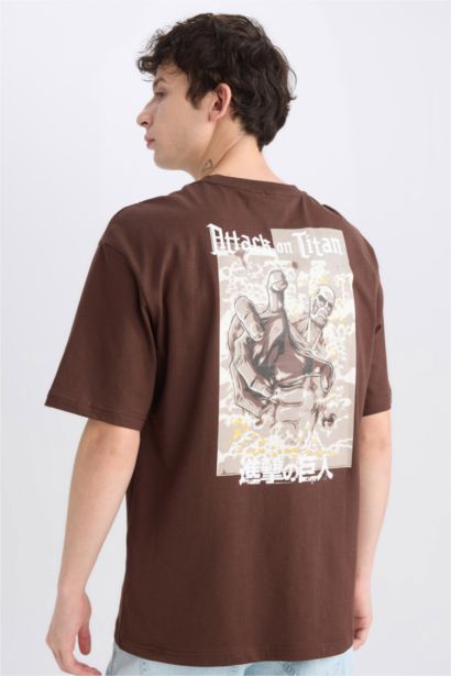 %100 Pamuk Attack on Titan Boxy Fit Sırt Baskılı Tişört