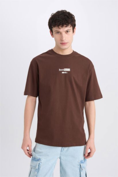 %100 Pamuk Attack on Titan Boxy Fit Sırt Baskılı Tişört