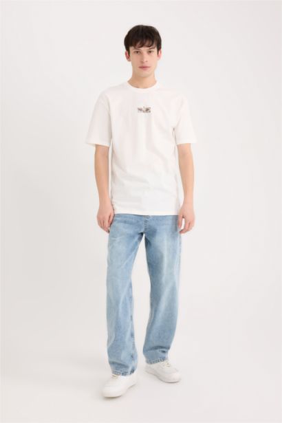 T-shirt boxy en coton avec imprimé au dos