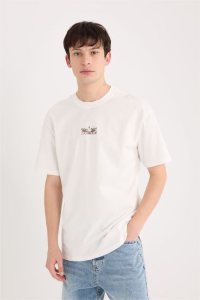 T-shirt boxy en coton avec imprimé au dos