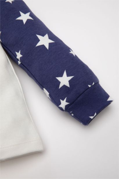 Pijama Takımı Yıldız Desenli Uzun Kollu Penye Üst Beli Lastikli Uzun Alt Erkek Bebek