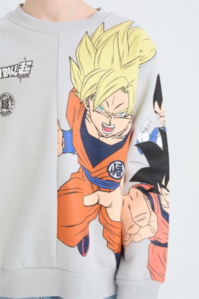 Erkek Çocuk Dragon Ball New Bisiklet Yaka Sırt Baskılı Sweatshirt