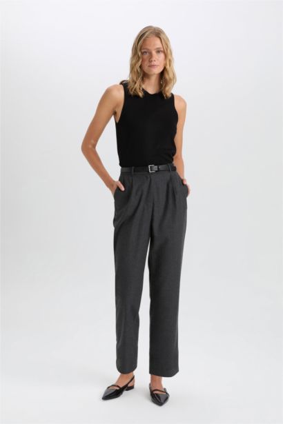 Wide Leg Kışlık Pantolon Yüksek Bel Düz Paça