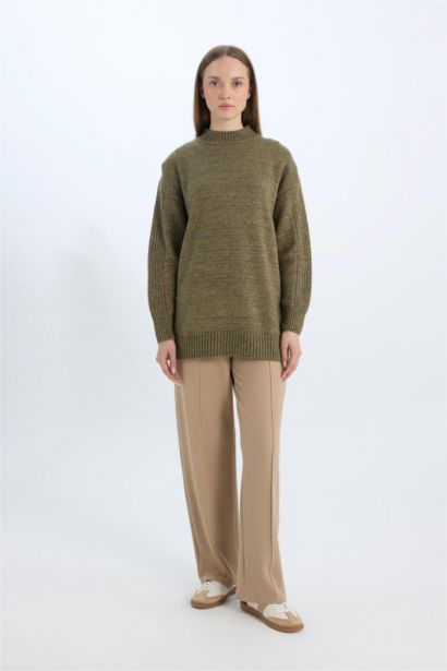 Relax Fit Elastic Waist Basic Crepe Trousers