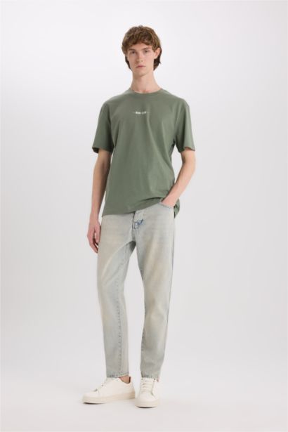 %100 Pamuk Art Hokusai Regular Fit Bisiklet Yaka Sırt Baskılı Kısa Kollu Tişört