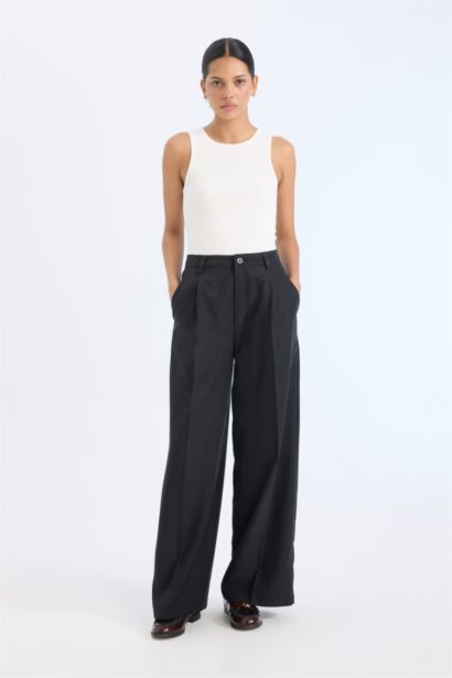 Wide Leg High Waist Long Modal Trousers