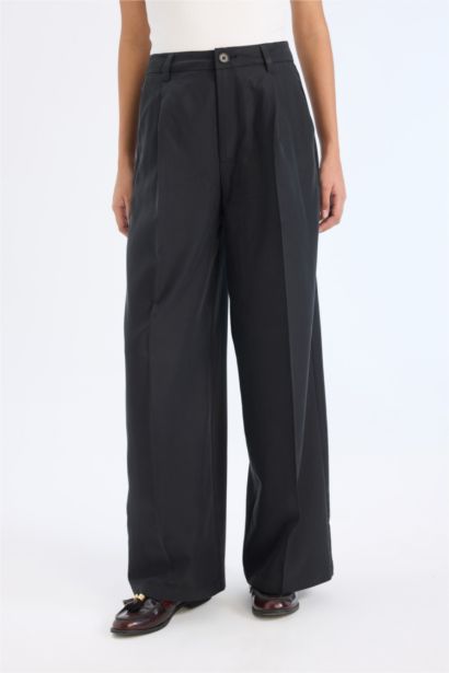 Wide Leg High Waist Long Modal Trousers