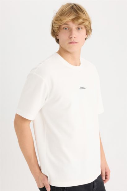 Boxy Fit Crew Neck Printed Short Sleeve T-Shirt