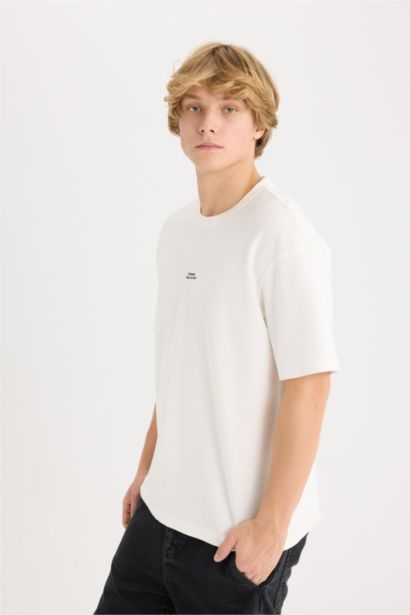 Boxy Fit Crew Neck Printed Short Sleeve T-Shirt