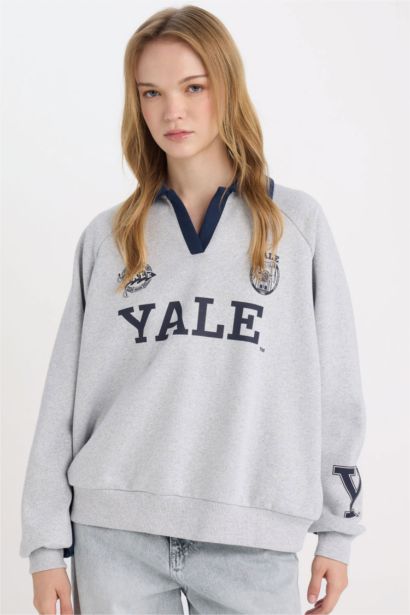 Sweat-shirt Oversize Col Polo manches longues Yale University