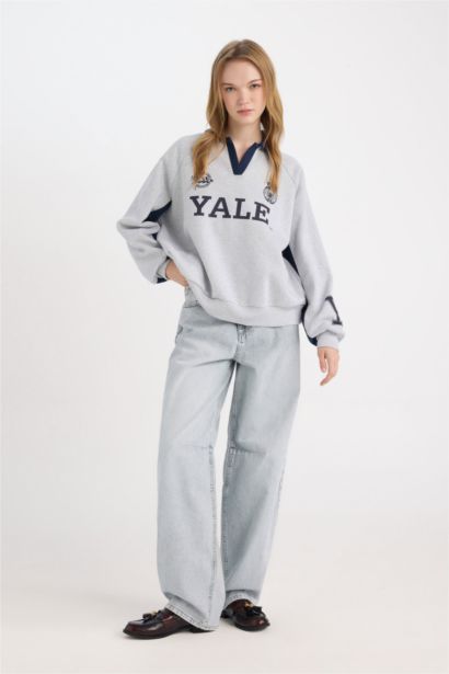 Sweat-shirt Oversize Col Polo manches longues Yale University
