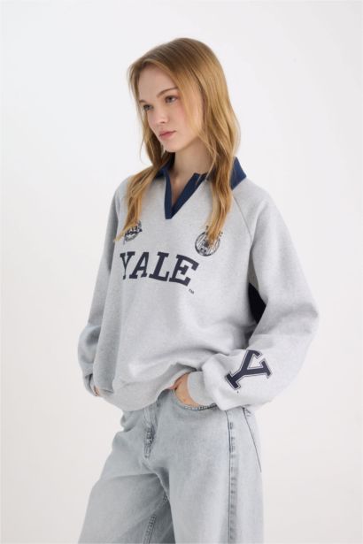 Sweat-shirt Oversize Col Polo manches longues Yale University