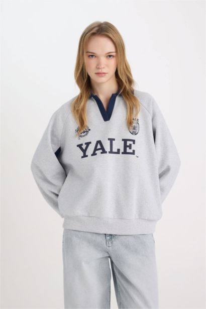 Sweat-shirt Oversize Col Polo manches longues Yale University